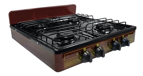 Koblenz Victoria 4-Burner Gas Stove, Portable, Porcelain Cover and Four 16,000 BTU Burners, Bronze Stove For Propane Gas, 20.8