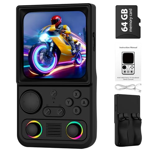 R36TMAX Upgraded Retro Handheld Game Console with 4000mAh Battery, 4.0'' IPS Screen, Retro Gaming Console with Portable Case, Supports WiFi Networked Fighting and OTG (Classic Black)