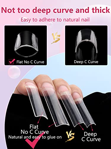 LIONVISON 3XL No C Curve Clear Nail Tips #TOP19