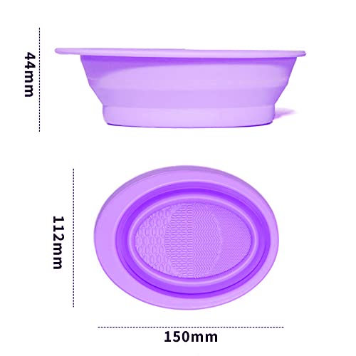 Silicone Makeup Brush Cleaning Mat, Cosmetic Brush Cleaner, Brush Cleaning Pad, Foldable Makeup Brush Cleaning Bowl, Suitable For Makeup Brush, Makeup Sponge, Powder Puff (Purple) #TOP4
