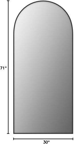 Miniatura 8 de Koonmi Espejo Arqueado de Cuerpo Completo de 30"x71", Espejo de Piso Grande Negro con Marco de Aleación de Aluminio de Pie Colgante o Reclinable