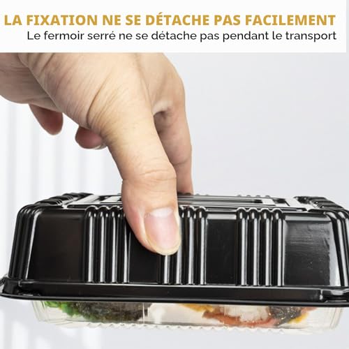 Lot de 20 boîtes de préparation de repas : plateau réutilisable avec couvercle, boîtes réutilisables, assiettes de menu et conteneurs pour sandwichs, sushis, fruits – vue 7