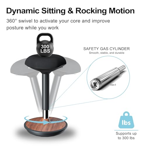 Image of Adult Wobble Stool - Anti-Fatigue Standing Desk Stool with 360 Rocking Non-Slip Curved Base, Height Adjustable 22-32 Inch Standing Chair for Home & Office,Walnut