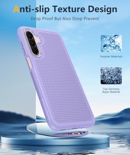 Image of FNTCASE for Samsung Galaxy A27-5G Case: Military Grade Drop Protection Phone Cover, 14ft Drop Tested, Screen Protector Included, Anti-Slip Matte Textured, TPU+PC Dual Layer Shockproof (Light Purple)