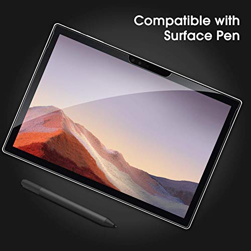Omoton [3-Pack Screen Protector For Surface Pro 7 Plus 7 6 5 4 [12.3 Inch] - Tempered Glass/Guide Frame/Scratch Resistant (Not For Surface Pro 8) #TOP2