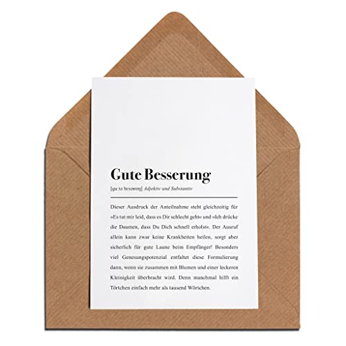 Gute Besserung Definition: Genesungskarte mit Umschlag