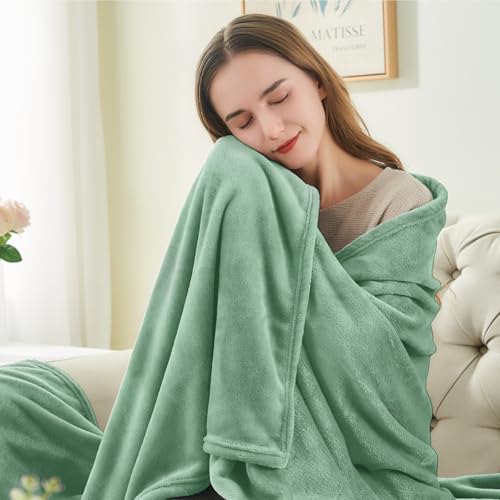 Image of BEDELITE Fleece Blanket Dusty Green Throw Blankets for Couch & Bed, Luxury Plush Cozy Fuzzy Blanket 50 inch x 60 inch, Super Soft Warm Lightweight Throw Blanket for Travel Camping