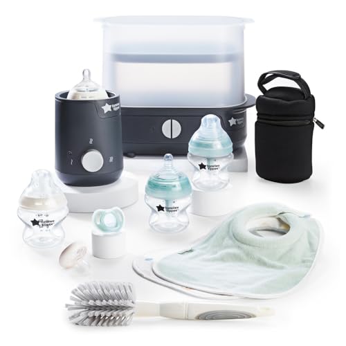 Tommee Tippee Set d'alimentation complet avec stérilisateur à vapeur électrique avec sac isotherme pour biberons, biberons et chauffe-biberons Easiwarm Noir