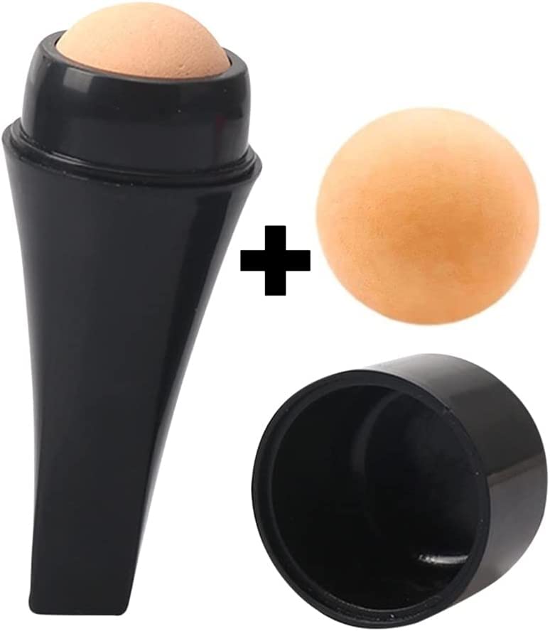 QUDDY Oil-Absorbing Volcanic Stone Roller for Face, Portable & Reusable Facial Skincare Tool, Oil Control Roller for Oily Skin Care ( 1 Extra Replaceable Volcanic Ball )