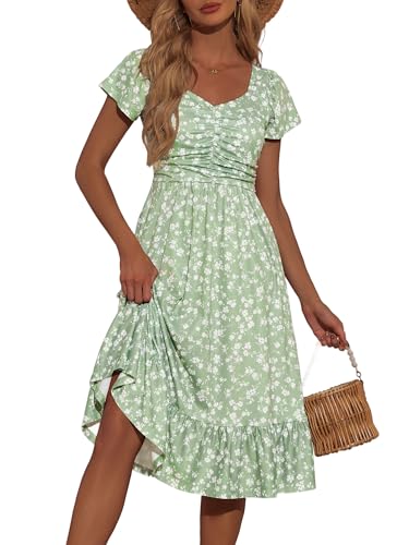 FENSACE Womens Sundresses Sweetheart Neck Floral Empire Waist Vacation Graduation