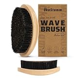 ÖkoStamm Wave Brush for Men - Curved Wooden 360 Wave Hair Brush with Natural Boar Bristle, Dense Medium Bristle Wave Brush for Curly Hair