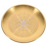 GARVALON Edelstahl Kerzenteller Rund mit Lebensbaum Gravur Dekoratives Metalltablett für Altar Zeremonie und Haushaltsdekoration mit Vielseitiger Ablage