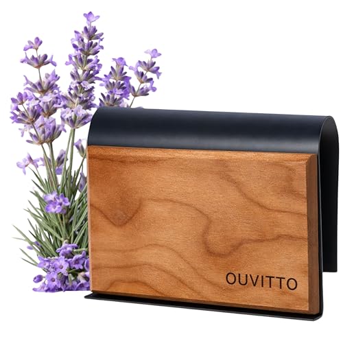 OUVITTO Car Air Freshener Wood Car Freshener Vent Clip Natural Wooden Car Diffuser Long Lasting Odor Eliminator Refillable Car Freshener Lavender Car Air Freshener
