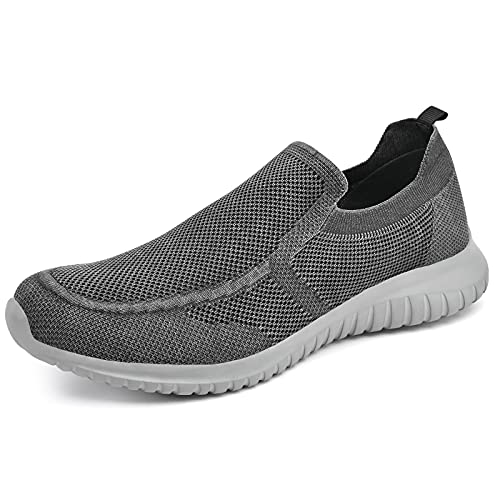 konhill Baskets pour Hommes Chaussures de Marche - Slip-on Doux Respirant Léger Maille Confortable Gym Tennis Sport Baskets De Mode EU45 Noir Cover