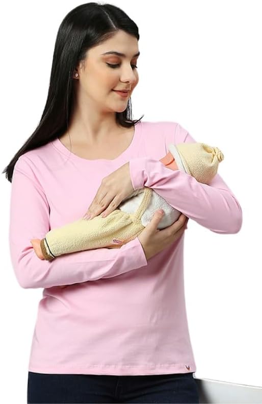 True Shape Feeding Tshirts for Women | Maternity Tshirts for Women with Concealed Zip for Nursing & Pregnancy in Cotton Sinker Fabric