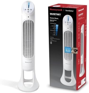 HONEYWELL Quiet Set HYF260 Tüm Oda İçin Salınımlı Kule Vantilatör, 5 Hız Ayarı, 80 Derece Salınım, Zamanlayıcı Fonksiyonu, Aydınlatma, Otomatik Kapanma, Uzaktan Kumanda — Amazon ürün görseli