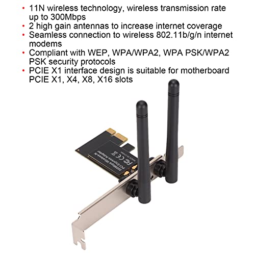 Tarjeta WiFi PCIe Dilwe para PC, tecnología 11N, antenas de alta ganancia, 802.11b/g/n, 300 Mbps, compatible con Windows 10/8.1/8/7 y Linux miniatura 5