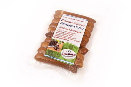 Keksdieb Hunde Wiener Geflügel ohne Gewürze 10 Würstchen Größe 5 x 10 Stück