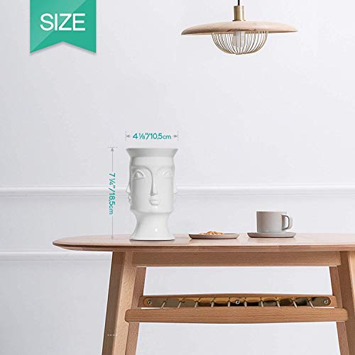 image for OppsArt Face Flower Vase in Porcelain White, Modern Human Face Design 