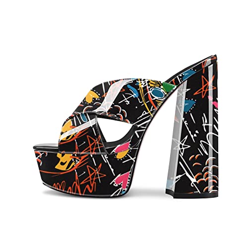 DearOnly Women Chunky Block High Platform Heel Peep Open Toe Sandals Cross-Strap Slip-on Dress 5.9 Inches Heels2