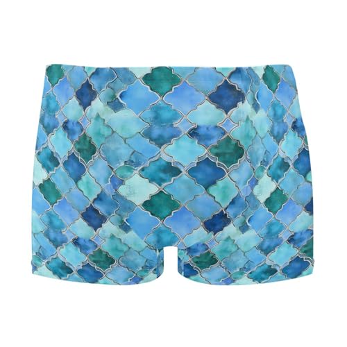 Blue Morocco Buffalo Check Plaid Mens Swim Trunk Swimwear Bathing Suit Swim Brief Square Leg Board Short S B0403647