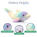 The Petting Zoo Dolphin Stuffed Animal Plushie, Ombrez Animals, Rainbow Dolphin Plush Toy 14 inches