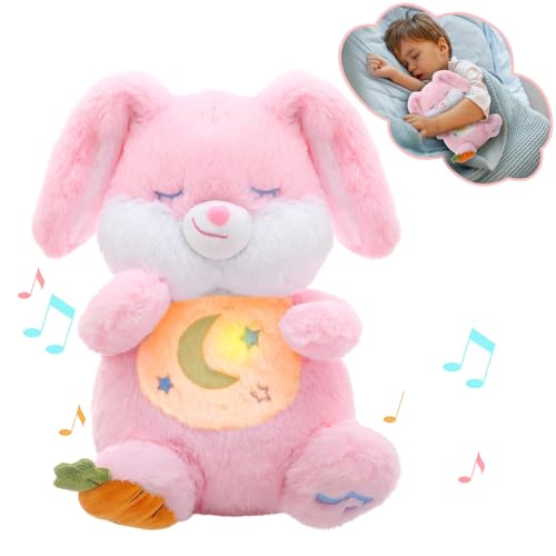 seOSTO Pingüinos Relajantes, Pingüinos Respiratorios, Peluche de Nutria Dormida con Movimientos Respiratorios y Música Musical, Muñecas Relajantes para Bebés, Nuevos Regalos para Bebés (Conejo Rosa)