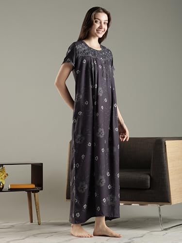 Image of 9shines Label Premium Alpine Maxi Designer Nighty | Floral Print Maxi for Women | Night wear for Women | | Full Length Night Gown for Women | Night Dress for Women Stylish (2467)