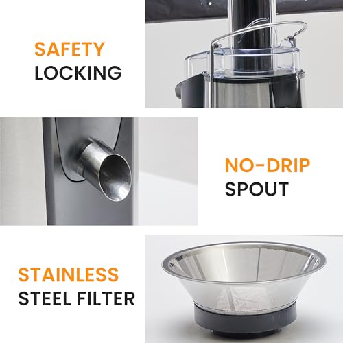 Image of Simple Deluxe Juicer Machines, 700W Centrifugal Juicer Extractor with Wide Mouth 3 inch Feed Chute for Fruit Vegetable, Electric Juicer with 2-Speed Quick Juicing, Easy to Clean, BPA-Free, Silver