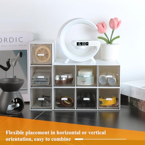 EFUTURETIME 3 Stück Teebox Kunststoff mit 9 Schubladen 22.6x16,5x7,6cm Teebeutel Organizer Stapelbar, Tee Aufbewahrung für Losen Tee, Teebeutel, Kaffee, Zucker, Stift und Kosmetika, Weiß