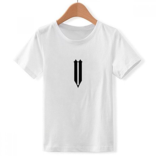 T-Shirt Blanc Cinq en Silhouette Col Rond Vêtement Garçon Motif Chiffre Romain M