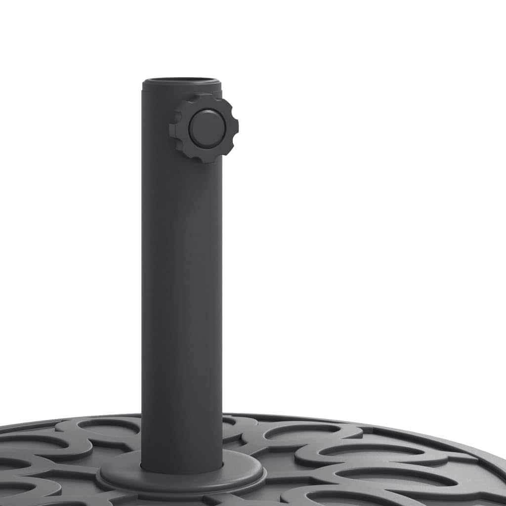 Stojak na parasol przeciwsłoneczny 25 kg z okrągłym wzorem, czarny, PE i beton, maszt Ø 38/48 mm, stabilny stojak na parasole do ogrodu, na taras, balkon, odporna na wiatr podstawa parasola z