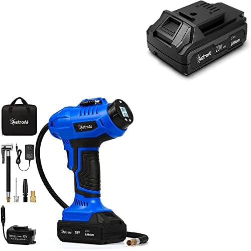 AstroAI Cordless Tire Inflator Kit Bundle with One Extra Battery