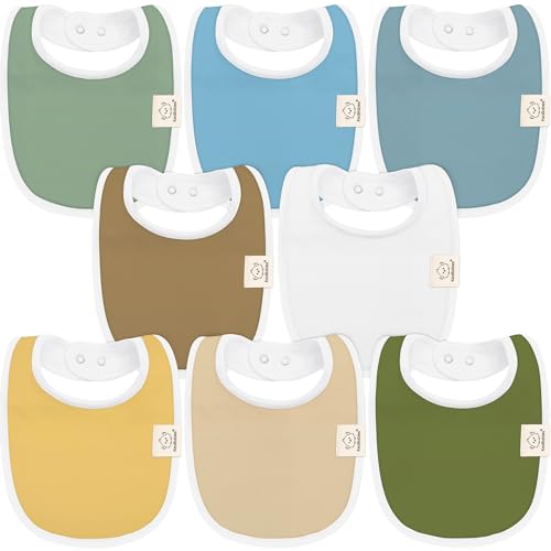 Image of 8-Pack Organic Baby Bibs for Girls & Boys - Teething Baby Bib, Baby Boy Bibs, Baby Girl Bibs, Newborn Bibs, Baby Drool Bibs for Infant, Toddler, Bibs for Baby Boy, Bibs for Baby Girl (Daybreak)