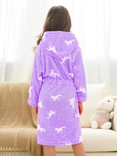 Image of Doctor Unicorn Soft Hooded Rainbow Bathrobe Sleepwear for Girls