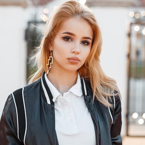 Lusofie Lightning Bolt Earrings 80s Punk Lightning Earrings Flash Thunder Hook Earrings Dangle Earrings for 80's Party 6