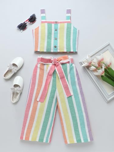 Image of Naughty Ninos Girl's Cotton Striped Top with Palazzos Set