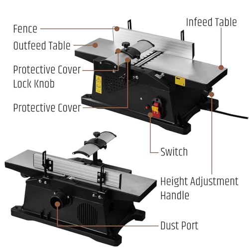 image for WOODSTARTER 6-Inch Benchtop Jointer with 15 Amp Motor, 12000 RPM Cutti