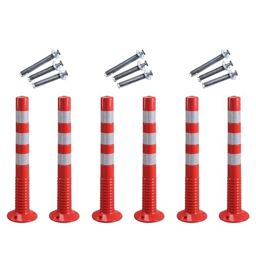 Safety Bollard Post Parking Barrier 2 4 6 8 10 12 Pcs, Streets Traffic Sign Posts for Parking Lot/ Personal Area/ Facility Management, Traffic Crowd Control Posts with Reflective Collars(75cm/30in H R