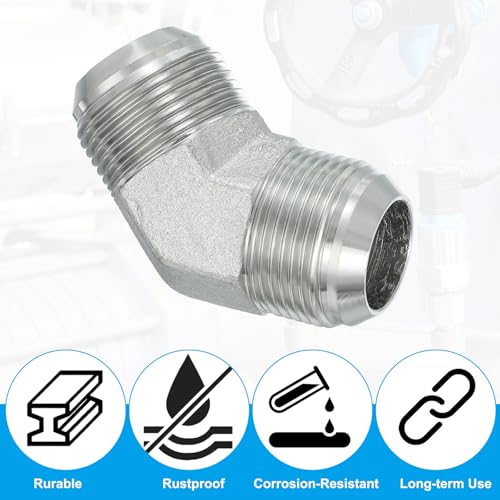 Image of PATIKIL Hex Reducing Nipple Connectors Pipe Adapter 1 5 /16 inch Male 37 Flare JIC x 1 5 /16 inch g Male 45 Adapter, Pipe Fitting Reducer Nipple Adapter Plated Steel Hydraulic Fitting