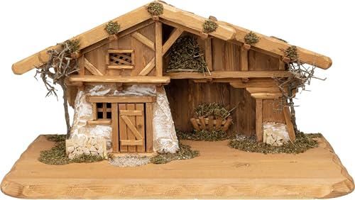Krippenstall für 30cm Figuren 26 SIKORA Krippenstall 'Bozen' Weihnachtskrippe aus massivem Fichtenholz...