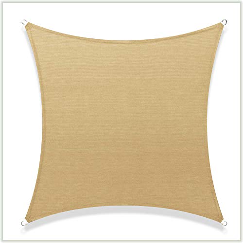Colourtree 12' X 12' Sand Square Ctaps12 Sun Shade Sail Canopy Mesh Fabric Uv Block & Commercial Heavy Duty - 190 Gsm - 3 Years Warranty (We Make Custom Size) #TOP1