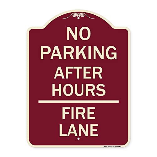 SignMission Designer Series Sign - No Parking - After Hours, Fire Lane | Burgundy 18" x 24" Heavy-Gauge Aluminum Architectural Sign | Protect Your Business & Municipality | Made in The USA
