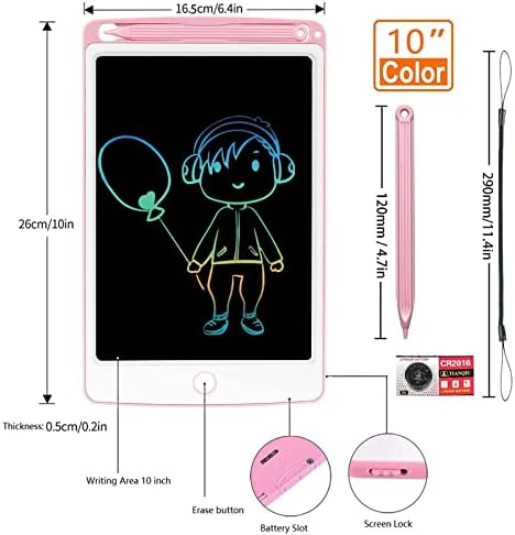 Toys Gifts for 3 4 5 6 7 8 Years Old Girls Boys, Portable Learning Educational Toys for Toddler, Colorful 10 inch LCD Writing Tablet for Kids, Drawing Tablet Doodle Pad, Holiday Birthday Gifts (Pink)