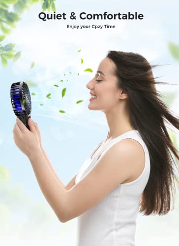 JZCreater Mini Handheld Fan, Portable Rechargeable Fans, Quiet 4 Speed, 2in1 Battery Operated USB Desk Fan, Small Folding Stand Electric Fan for Travel Outdoor Home Office Makeup, Gift for Women