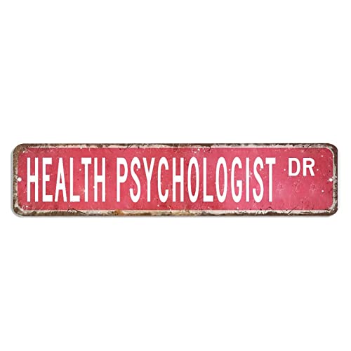 Santé Psychologue Signes Santé Psychologue Panneau de rue personnalisé Cadeau psychologue Art mural Vintage Décoration murale pour Café, bar, bureau, garage 10,2 x 45,7 cm