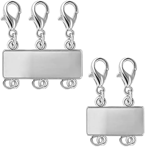 Necklace Clasps, 2PCS Sterling Silver Multi Magnetic Necklace Layering Clasps Necklace Bracelet Separator Lobster Clasps for Jewellery Crafts Making