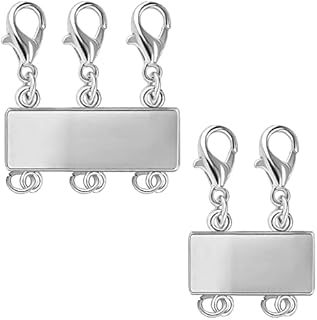 Necklace Clasps, 2PCS Sterling Silver Multi Magnetic Necklace Layering Clasps Necklace Bracelet Separator Lobster Clasps for Jewellery Crafts Making