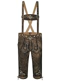 TOP PREIS-LEISTUNG - Die braune Wildbock Lederhose vereint klassisch-traditionelle Ausführung und modernes Design. Dank Schnürungen an Bund und Beinabschluss rutscht nichts, so dass die urige Herren Trachten Lederhose auch ohne Hosenträger getragen werden kann
