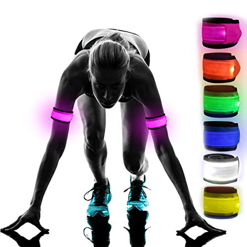 esonstyle 6 Pack LED Leuchtende Slap-Armbänder, Nachtsicherheits-Armbänder für Radfahren, Gehen, Laufen, Konzerte, Camping und Outdoor-Sportarten.